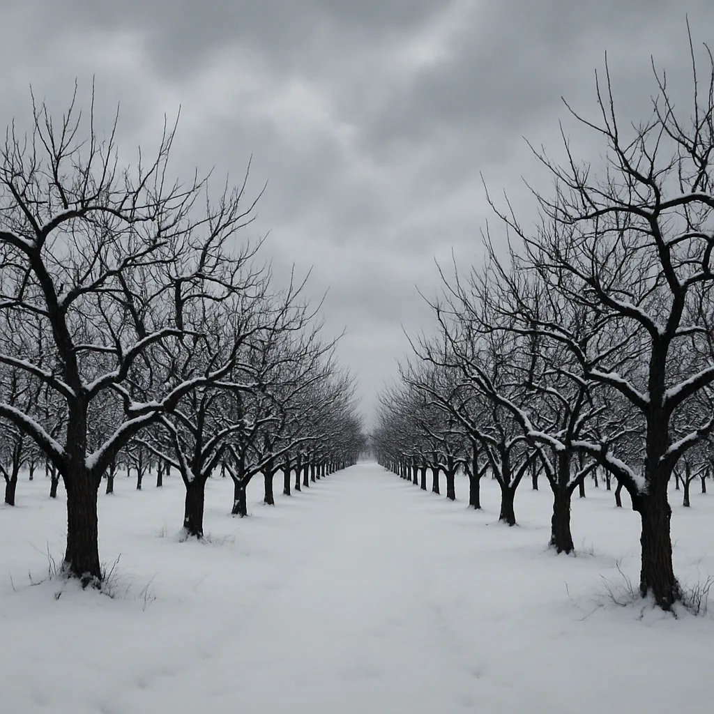 Apple Orchard Blanketed in Snow