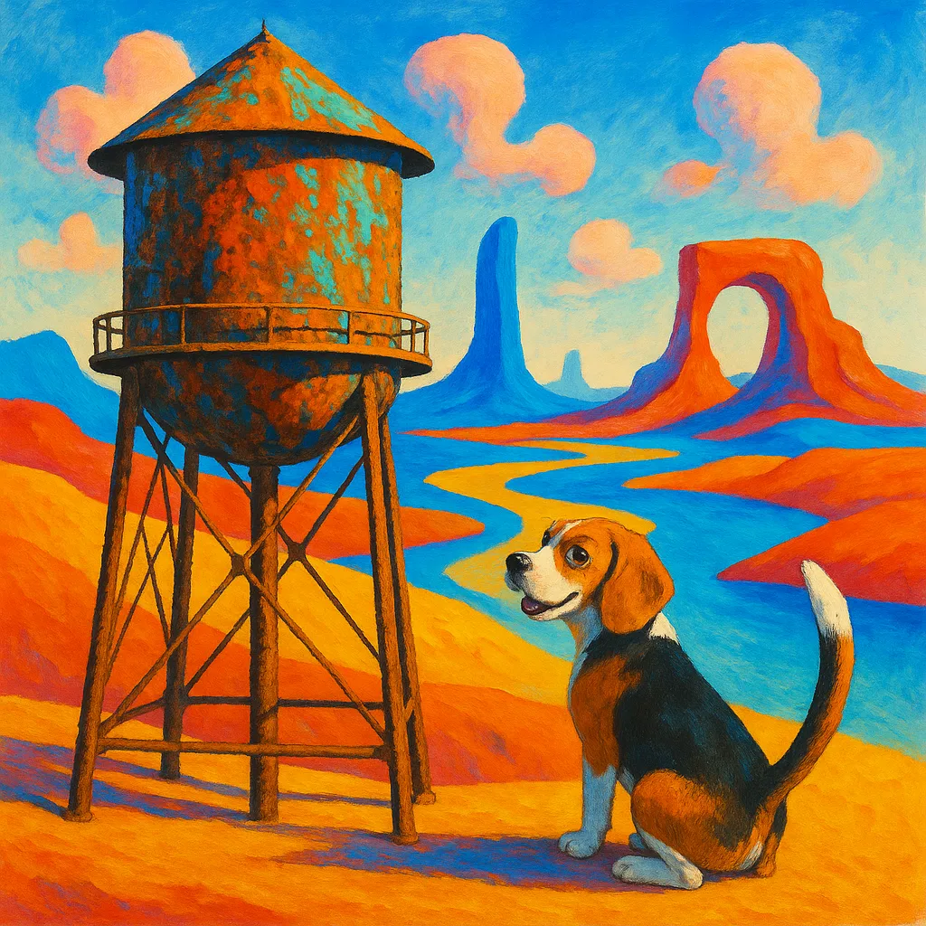 Vintage Early 20th Century Style Water Tower Displaying a Heavy