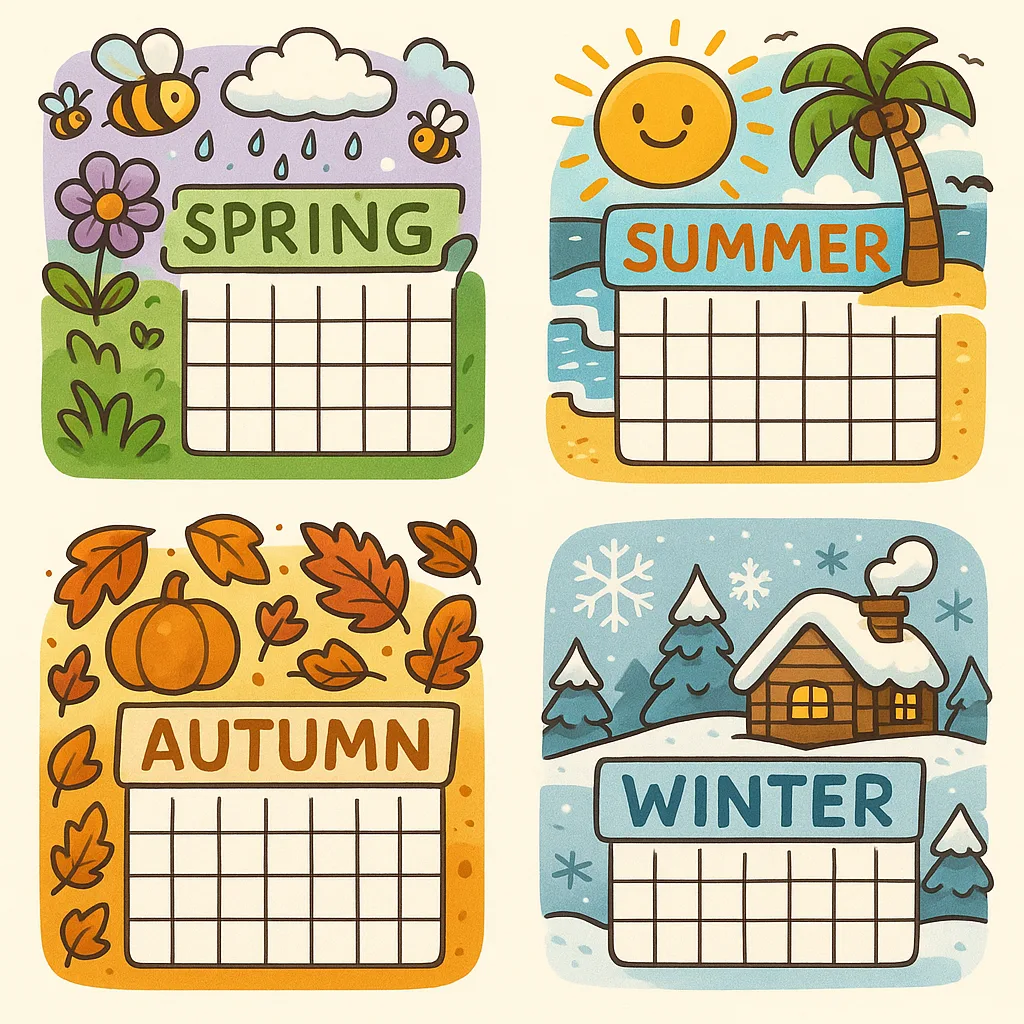 Lively Collection of Four Cartoon-style Calendars