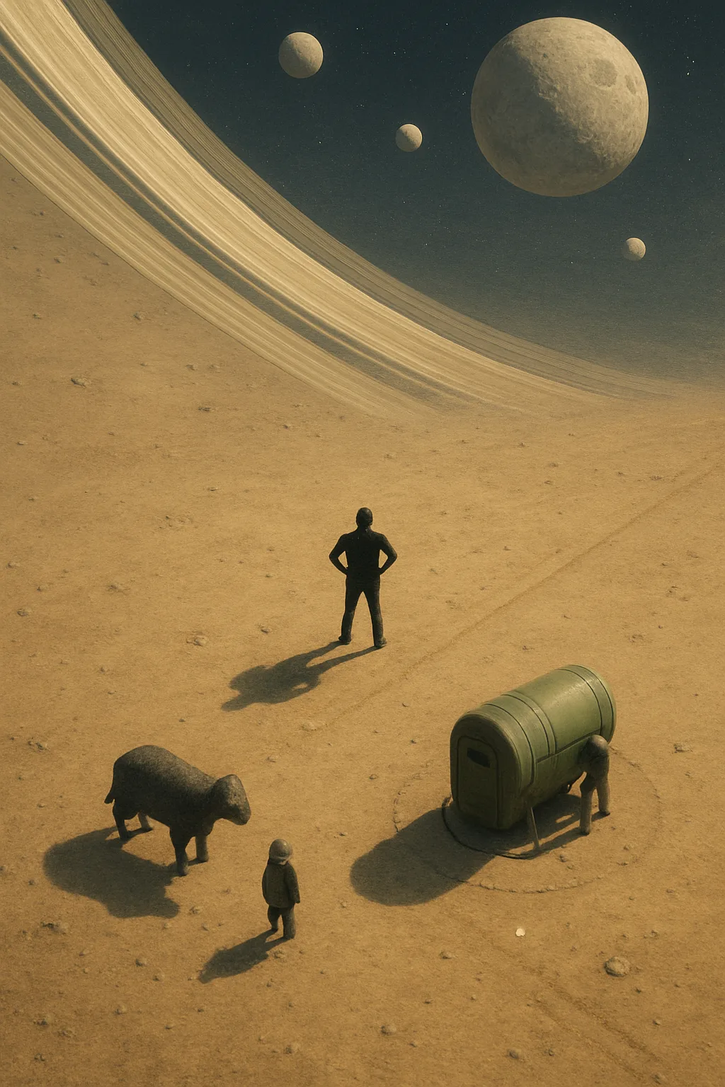 Amidst the Vastness of an Alien Planet Distinguished by Prominent