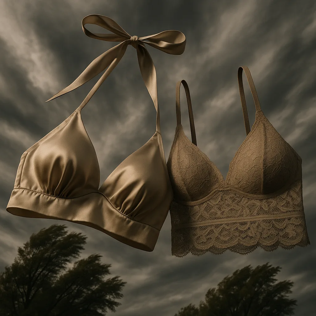 Luxurious Silk Brassiere with Elegant Halter Neck Tie Straps