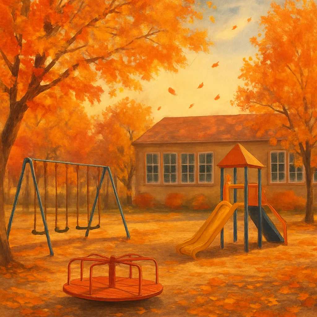 Autumn-lit School Playground