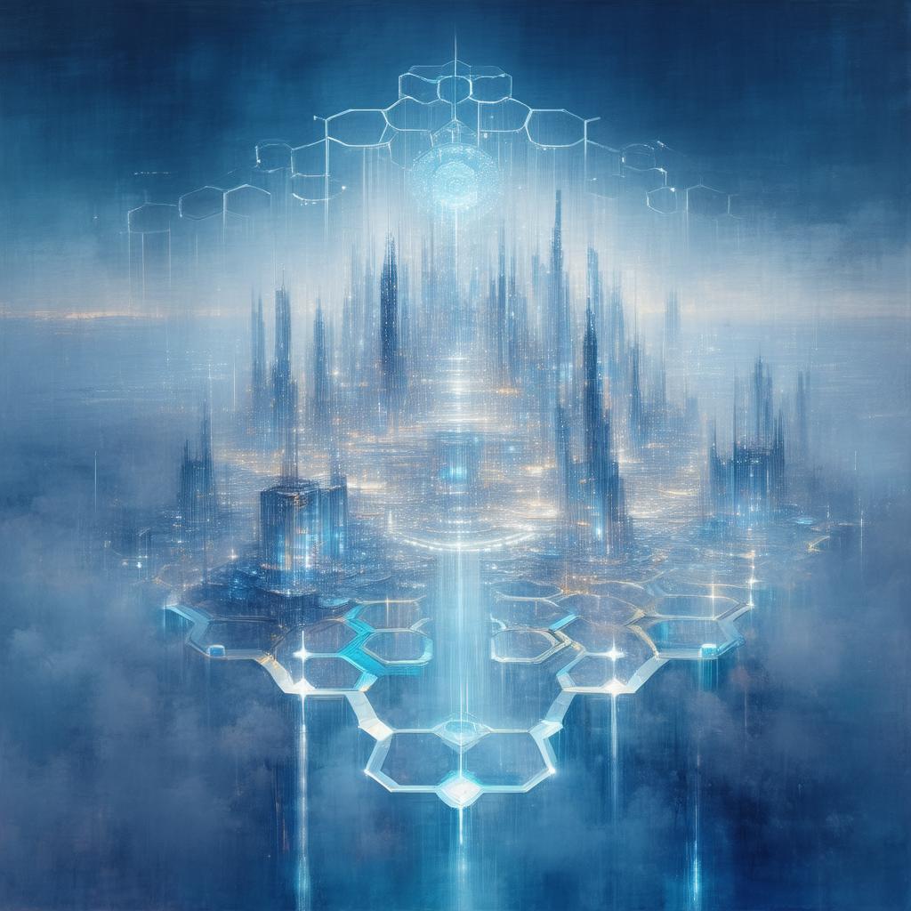 Misty City Sheltered by a Hexagonal Barrier