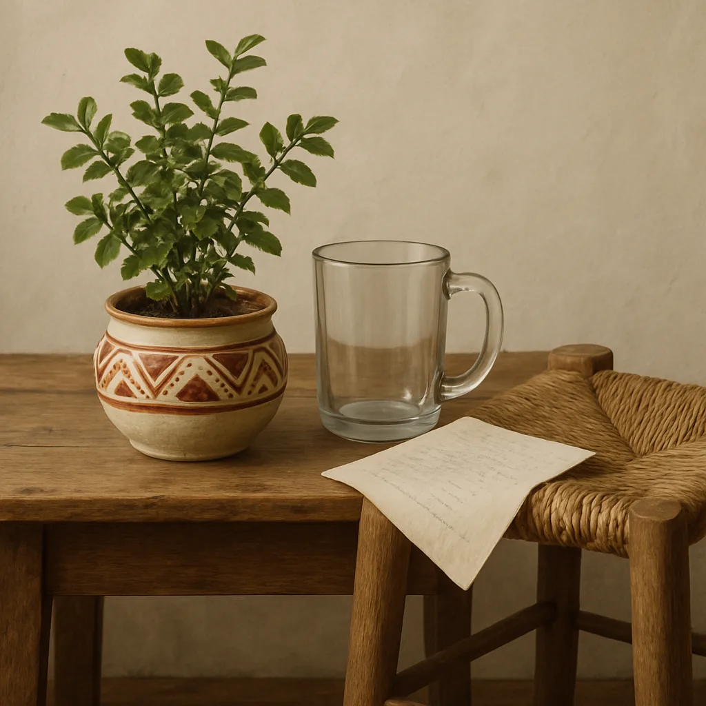 On a Weathered Wooden Table