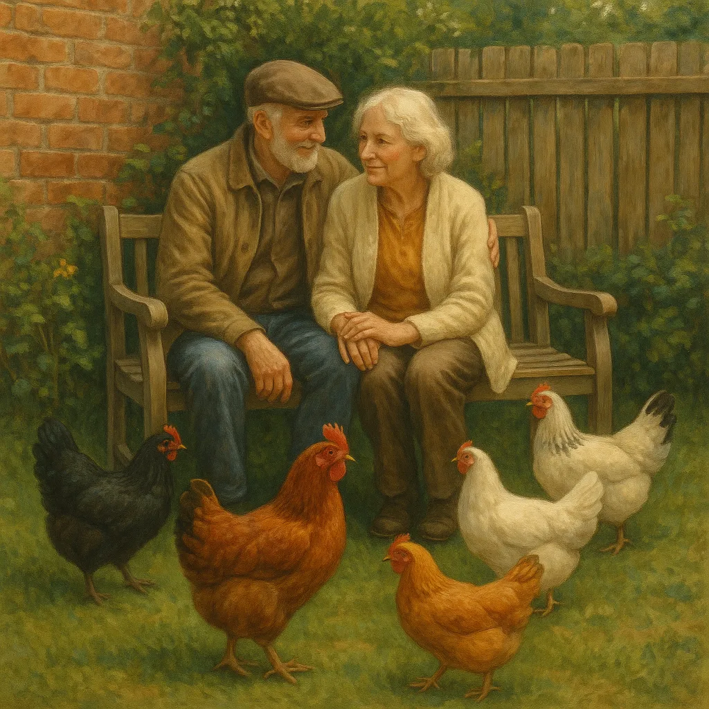 Couple Sitting on a Bench in a Garden