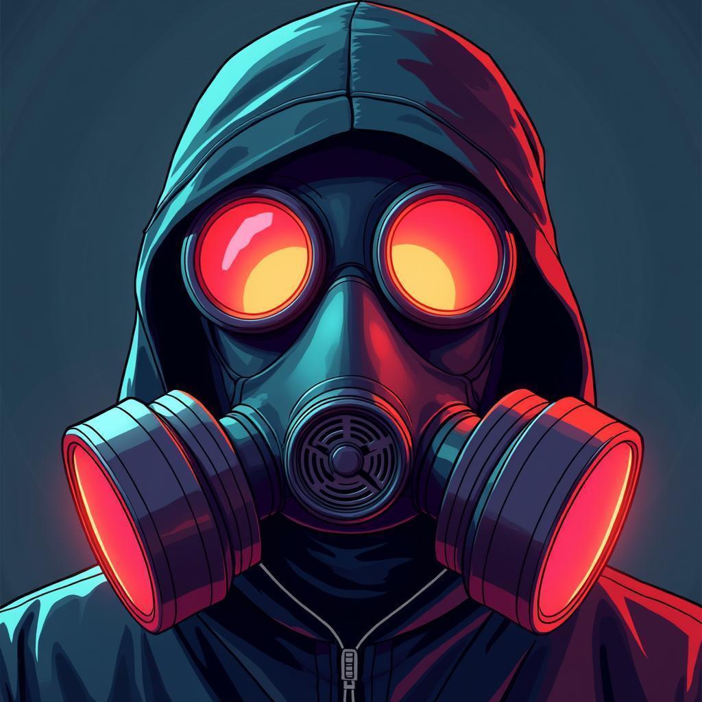 Secret Society Gas Mask in Vivid Anime Concept