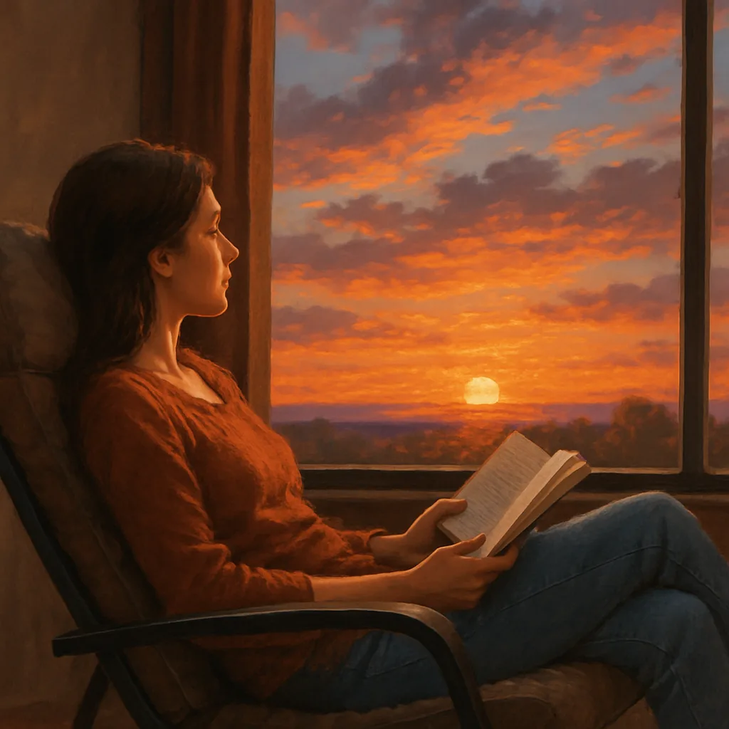 Woman Relaxes in a Lounge Chair