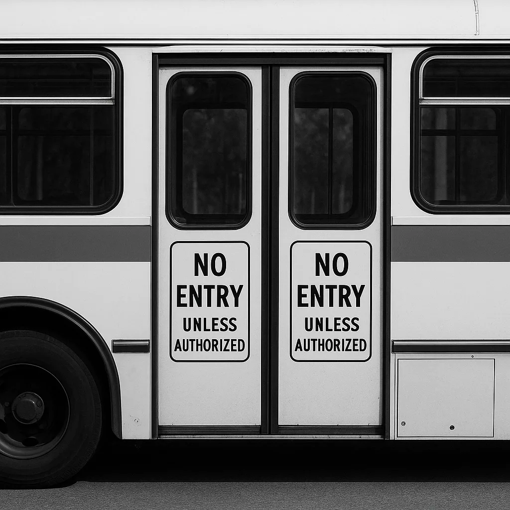 Black-and-white Image of a Bus