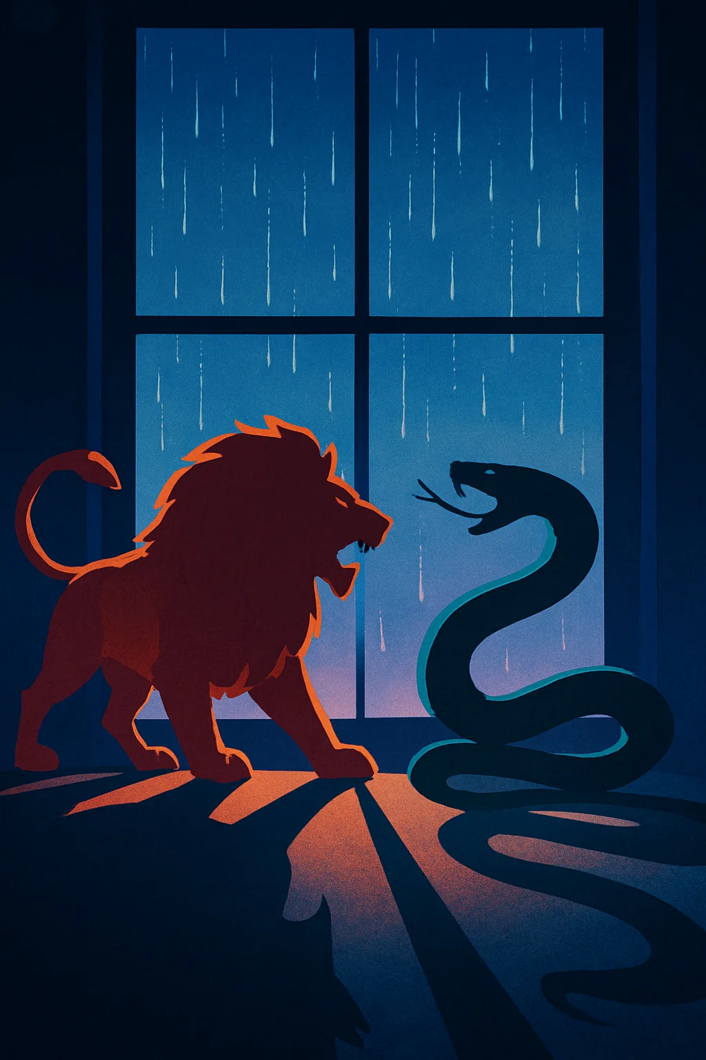 Lion and Thunder Snake of Bold Flat Colors