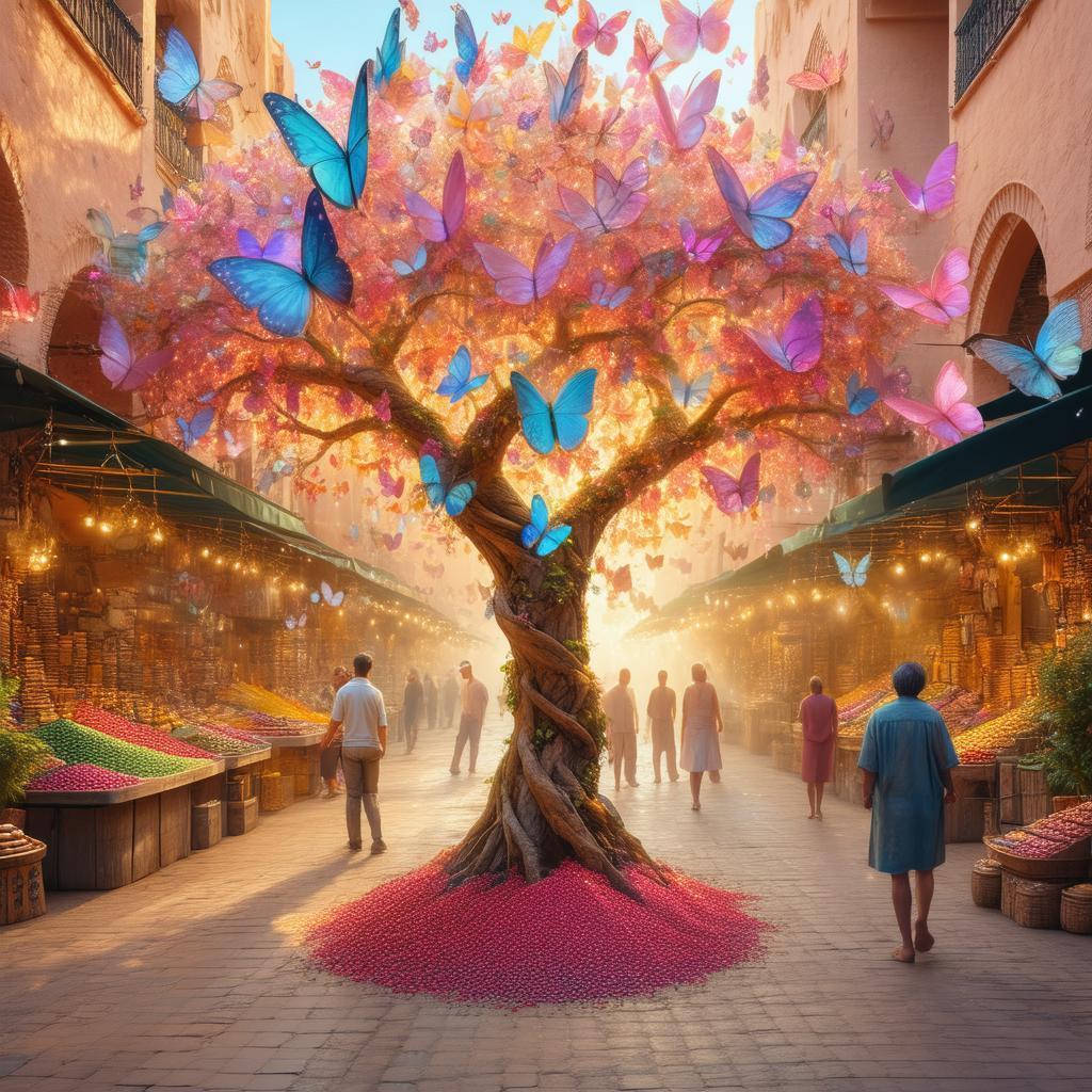 Pastel Butterfly Tree in a Marrakech Market