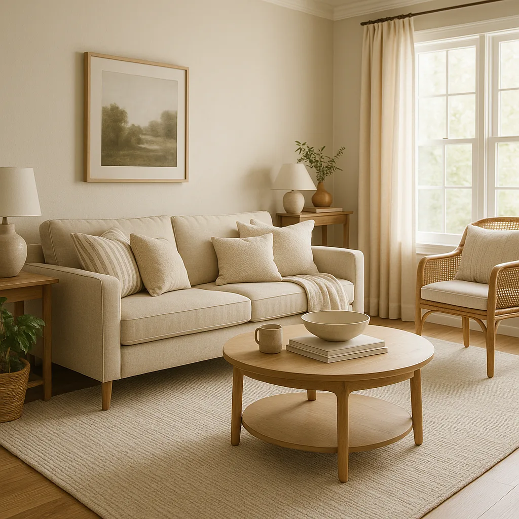Living Room Is Organized with Decorations Placed Thoughtfully