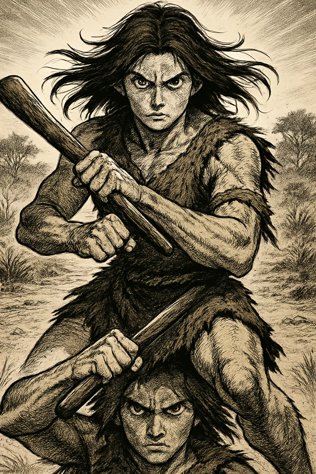 Androgynous Prehistoric Stone Age Cave Dweller