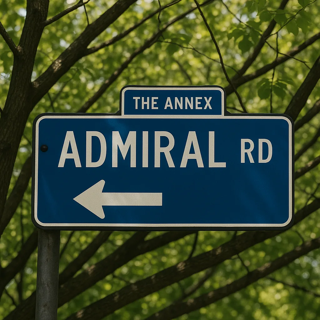 Street Signs for "Admiral Rd" in "The Annex" Neighborhood