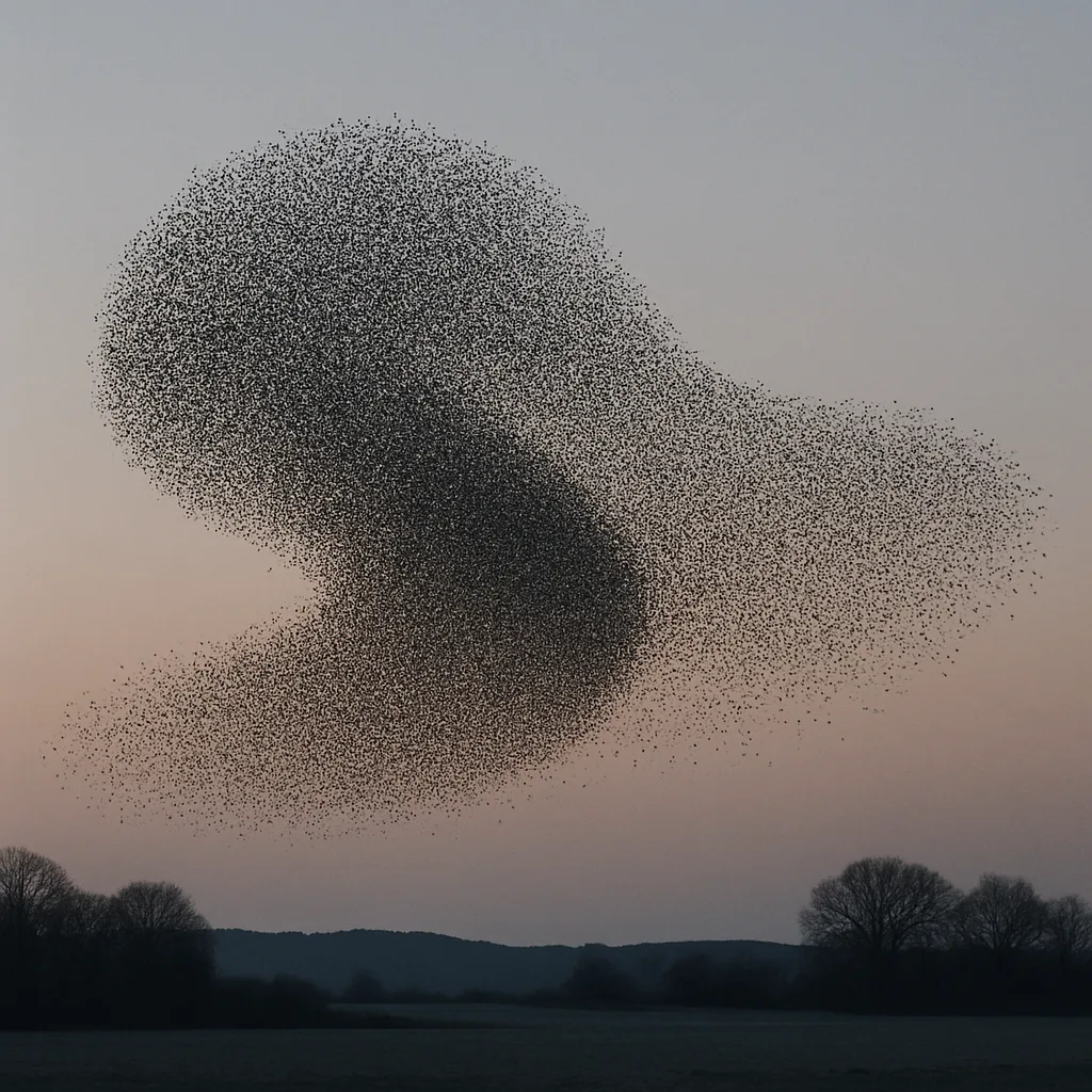 Vast Flock of Starlings Creates