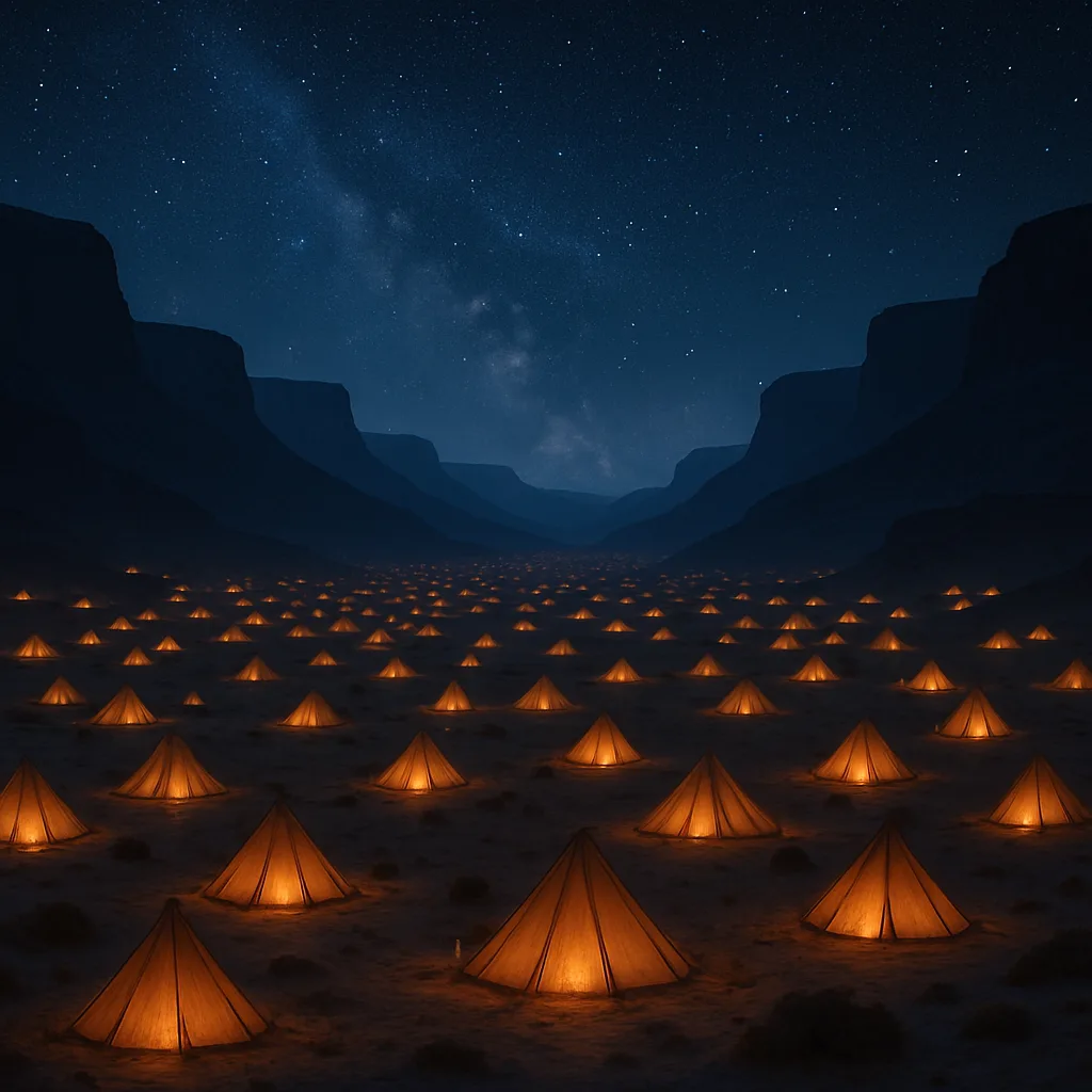 Countless Shimmering Tents of a Nomadic Encampment Spread