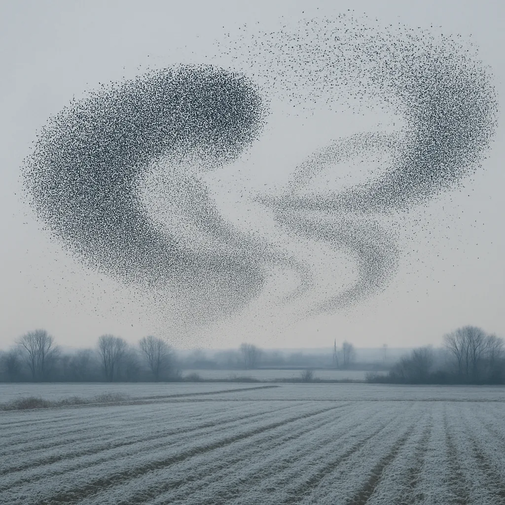 Vast Flock of Starlings Forms Dynamic