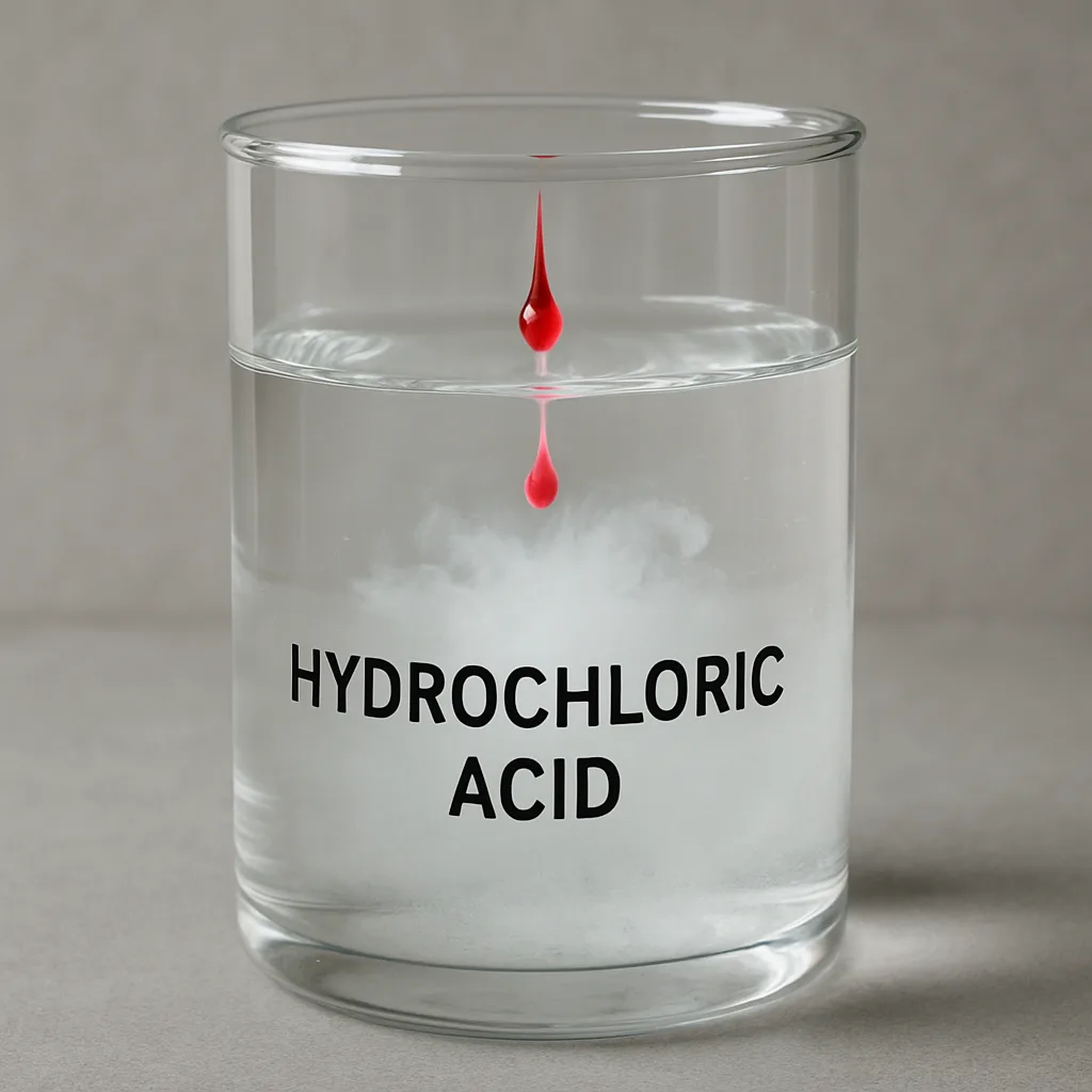 Transparent Glass Filled with Liquid Representing Hydrochloric Acid