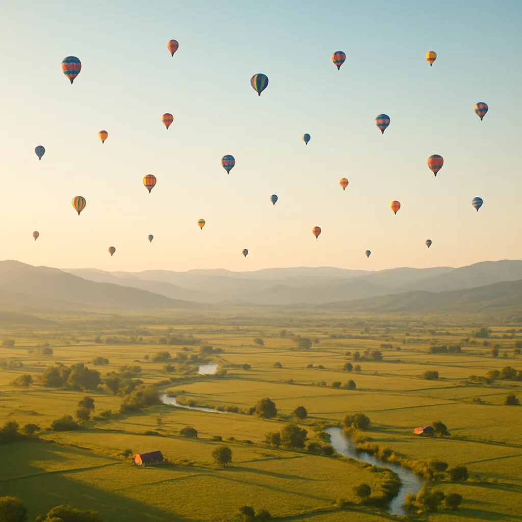 Many Distant Hot Air Balloons