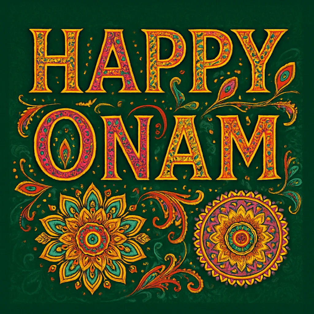 Happy Onam Text with Colorful