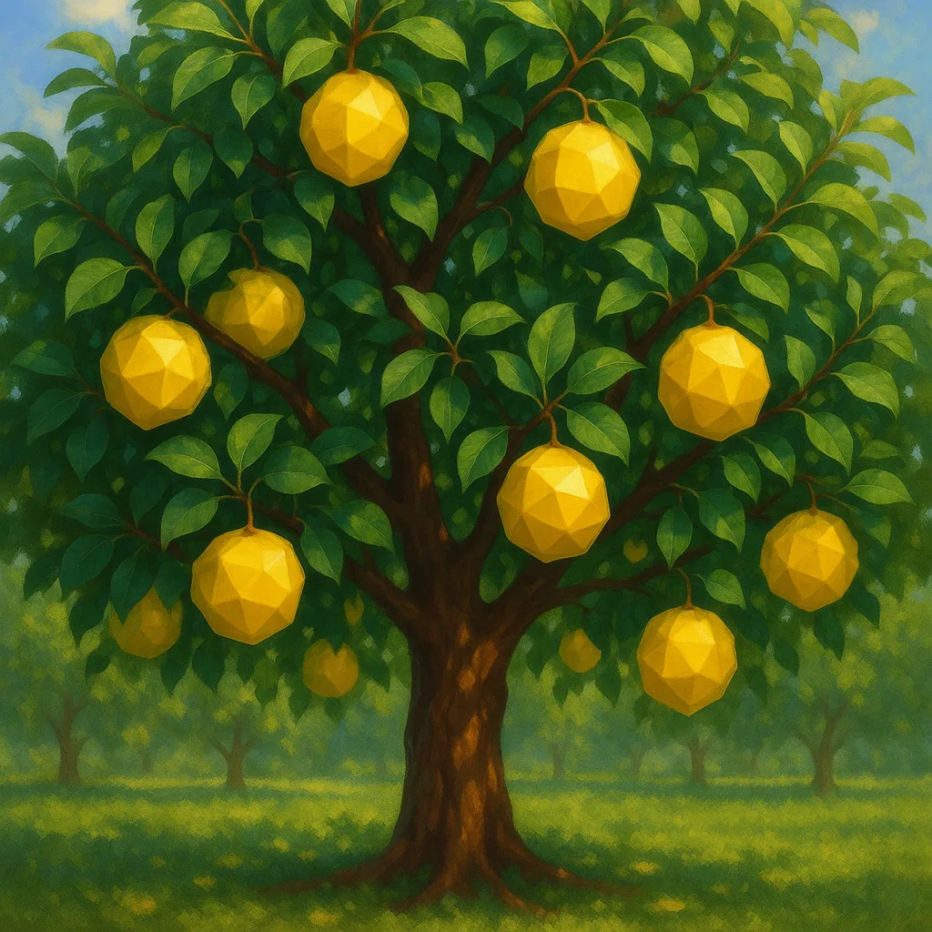 Amidst a Lush Landscape Stands a Thriving Apple Tree