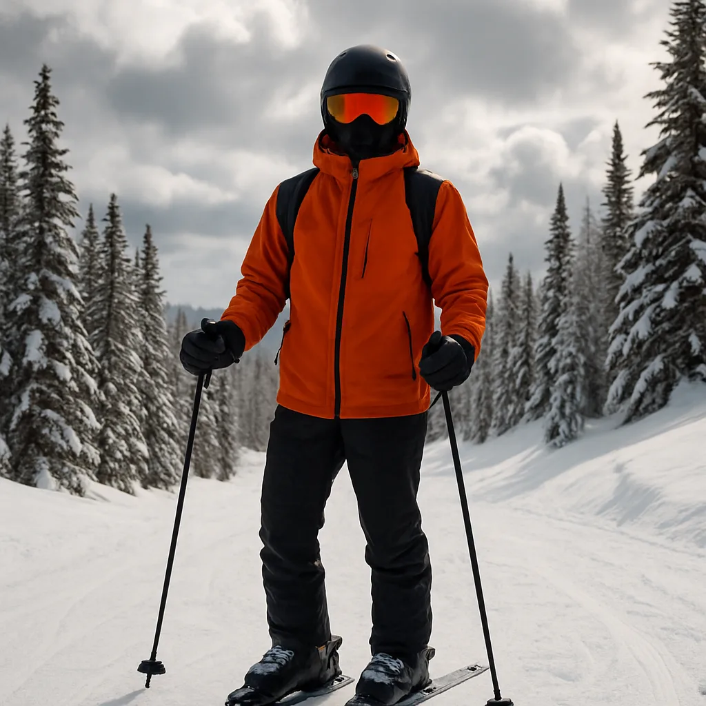 Person Dressed in Ski Gear Standing on a Snowy Slope