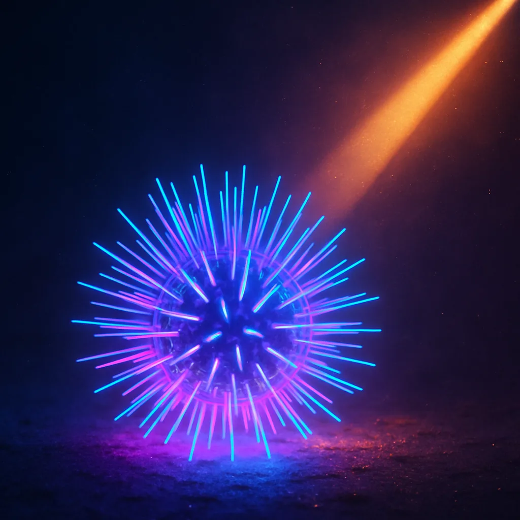 Neon Holographic Sea Urchin Glows