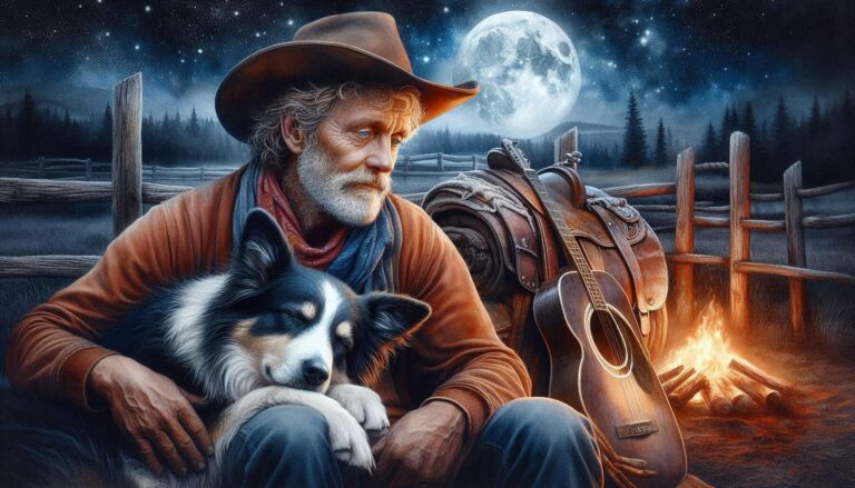 Emotional Cowboy and Sleeping Border Collie