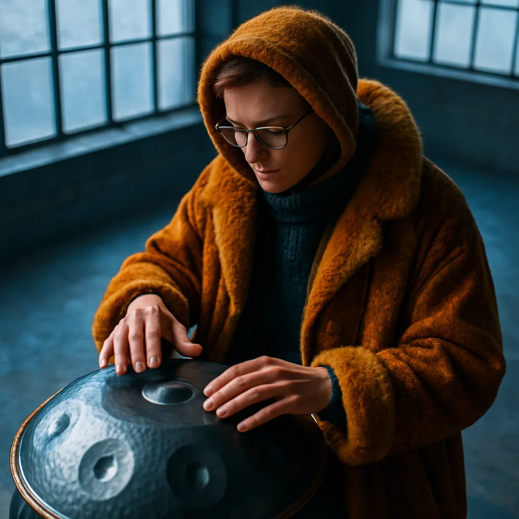 Researcher in a Luxurious Warm Garment Taps a Hammered Steel