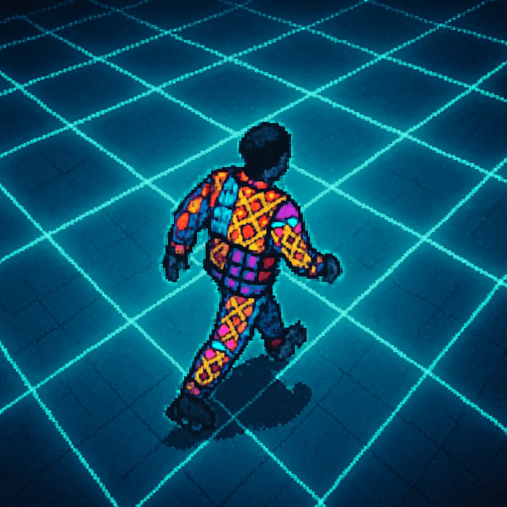 Pixel-art Figure Adorned with Bold