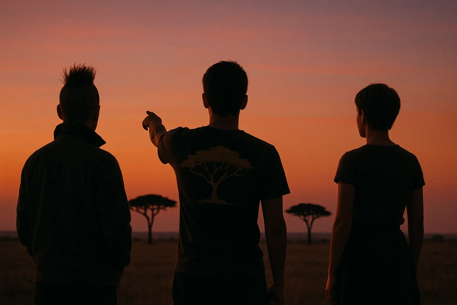 Figure in a Graphic T-shirt Gestures Towards Distant