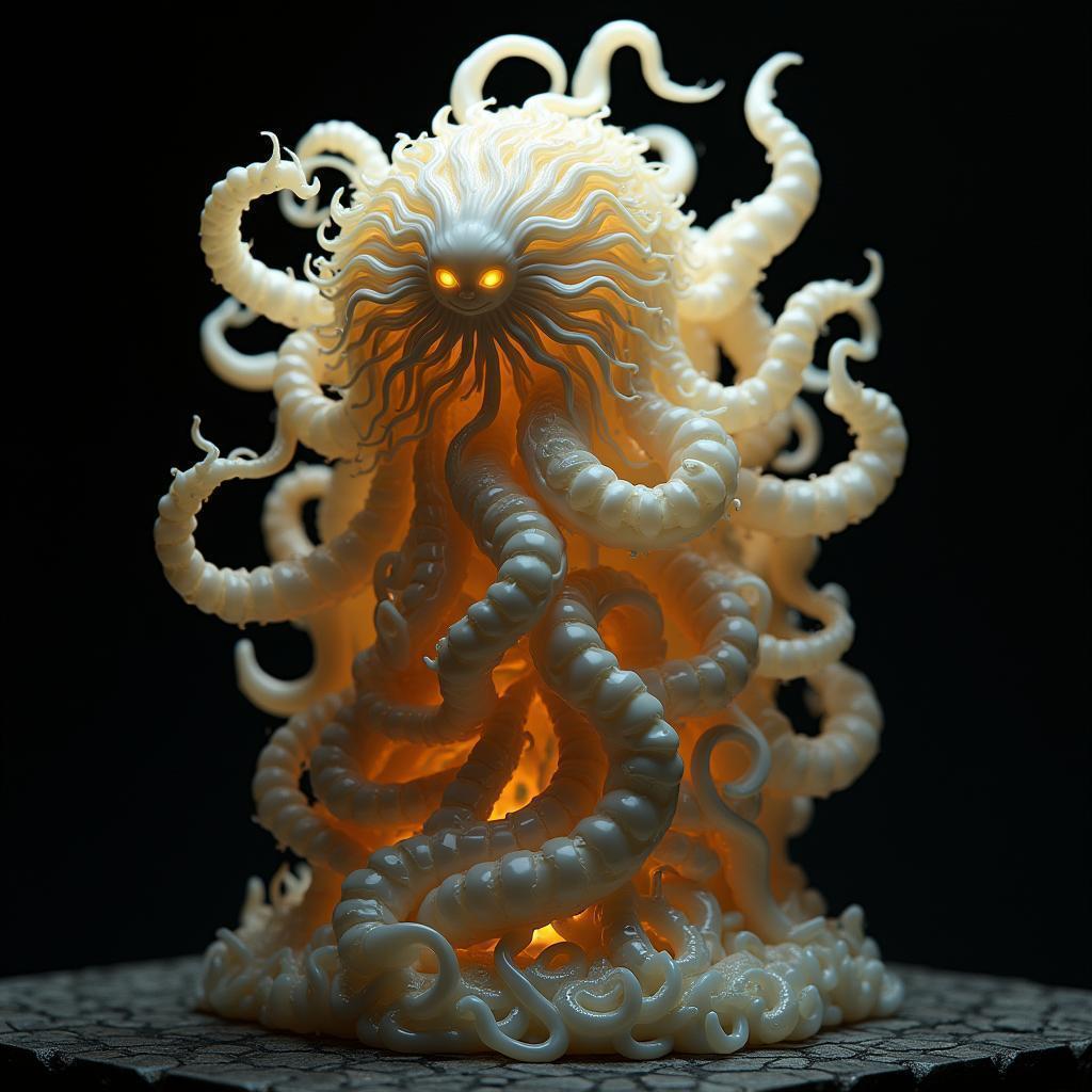 Medusa Sculpted in Translucent Art Nouveau Wax