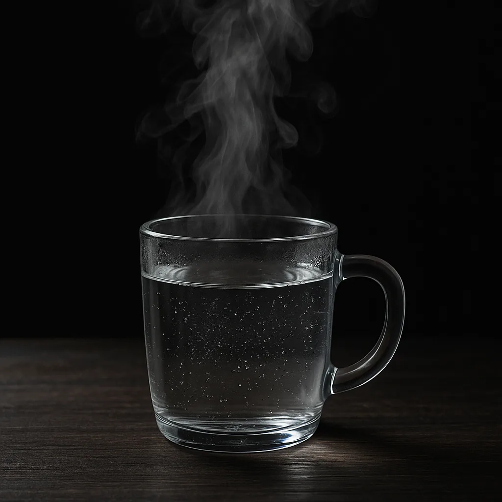 Hot Cup of Water with Steam Visibly