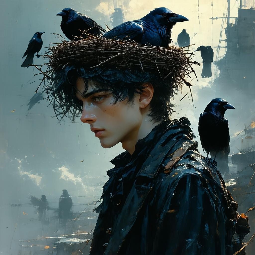 Beauty Boy Crowned With a Crow's Nest