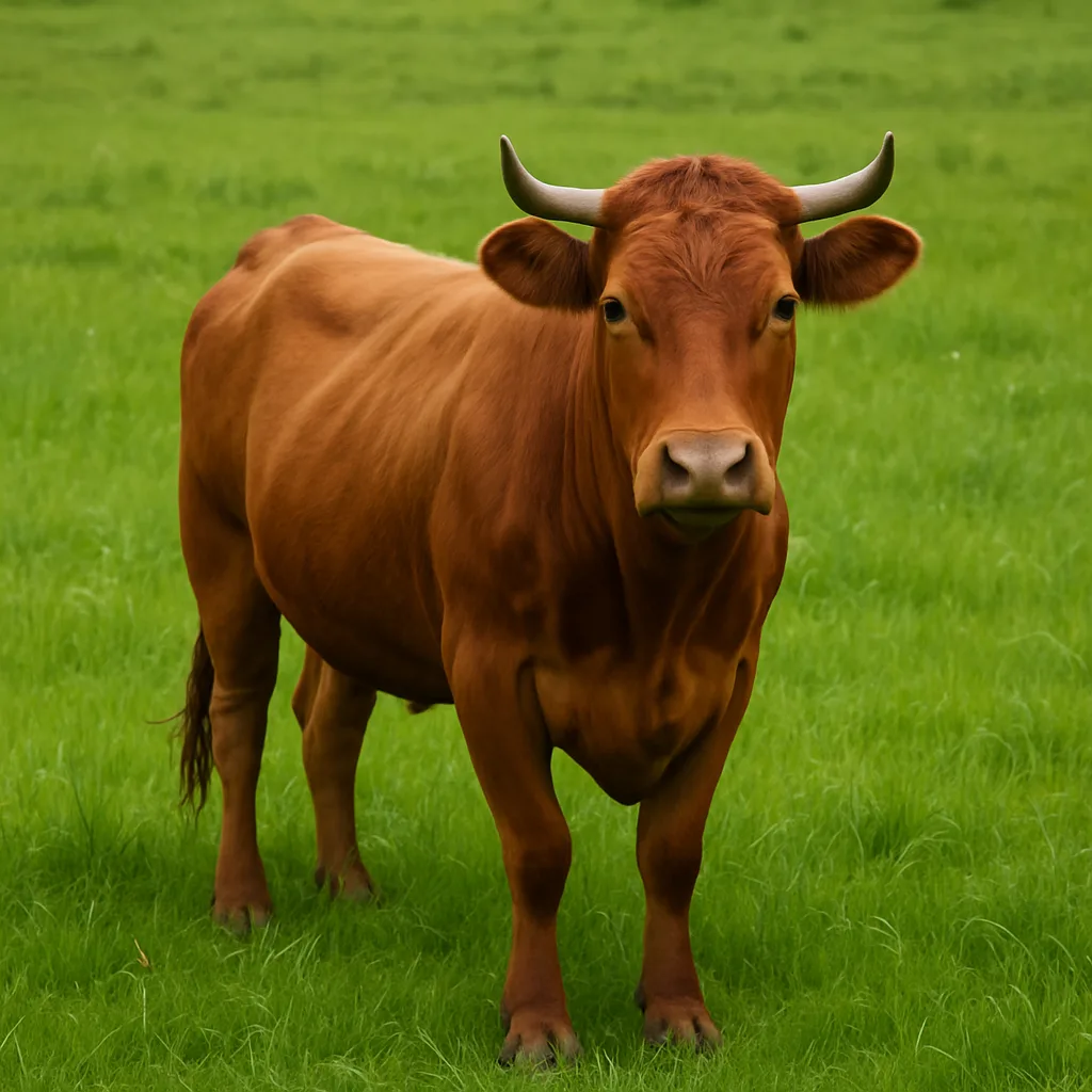 Brown Cow Positioned in a Lush