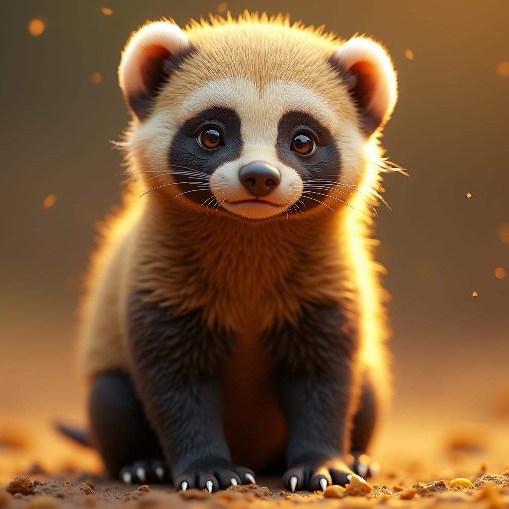 Cute Honey Badger in Lifelike 3D Fur