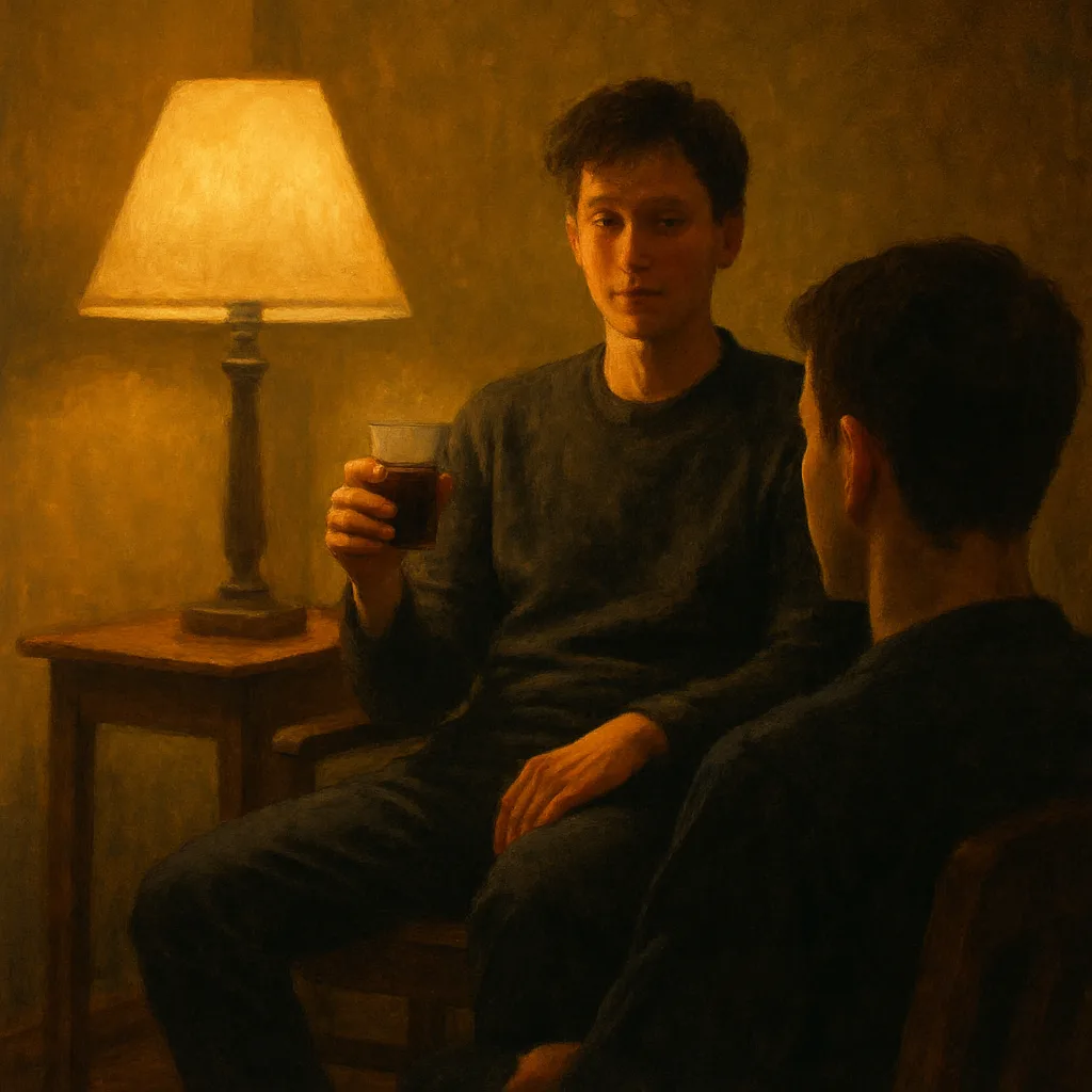 Person Sitting on a Chair Holding a Drink