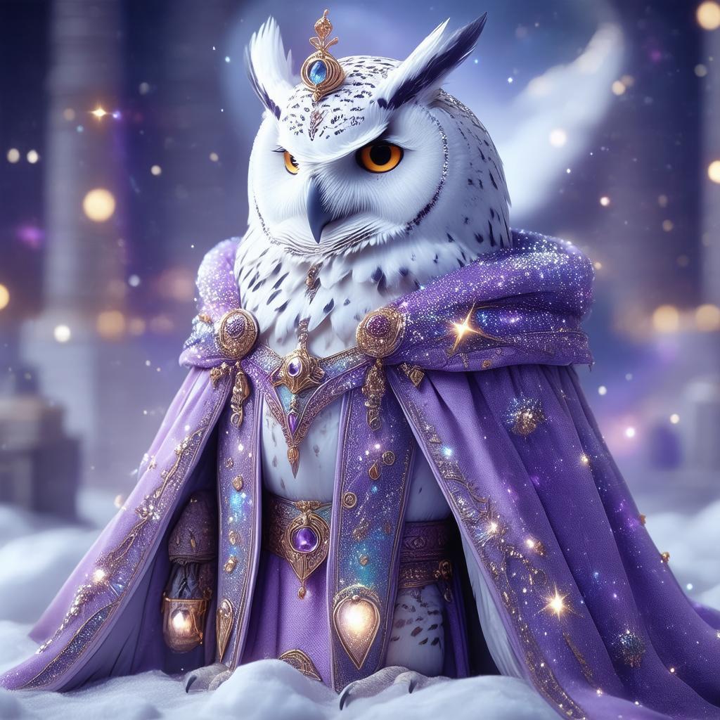Owl King Robed in Lilac Stars and Galaxies