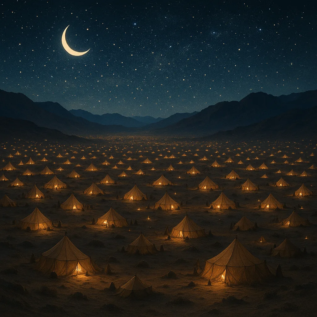 Countless Shimmering Tents of a Nomadic Encampment Spread