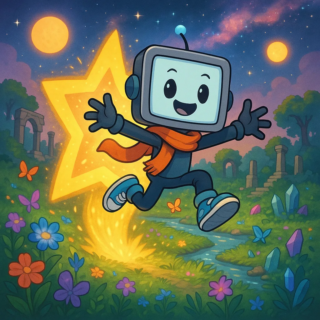Whimsical Cartoon-style Character with a Tablet for a Head