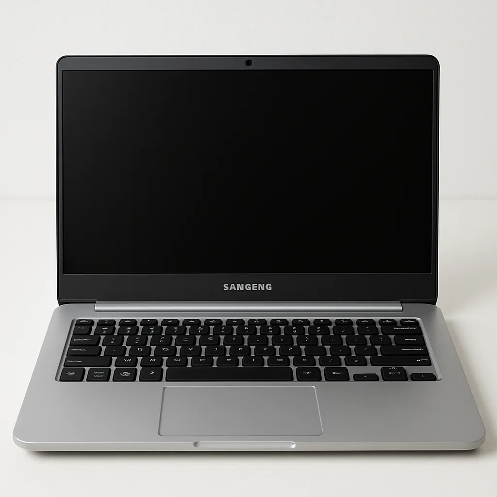 Open Samsung Laptop Featuring a Black Screen