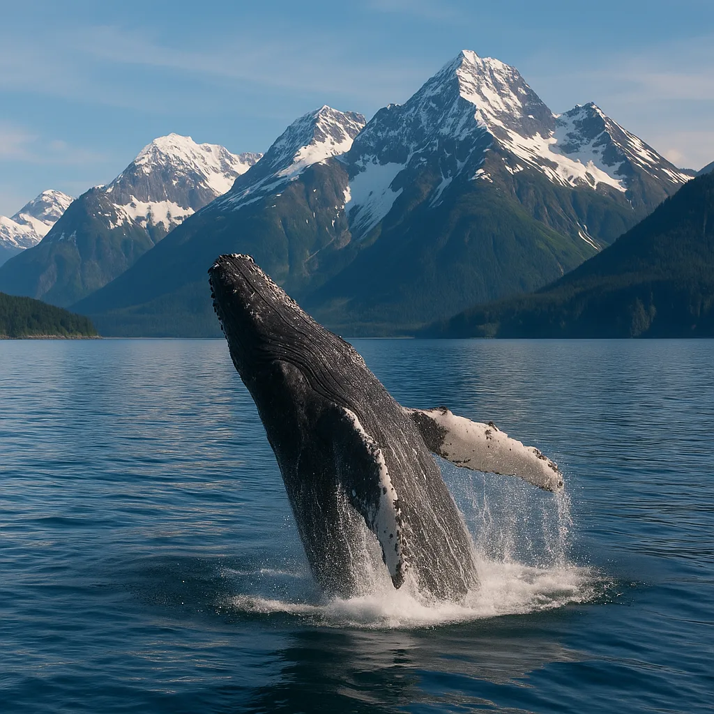 Humpback Whale Breaching the Surface of the Water