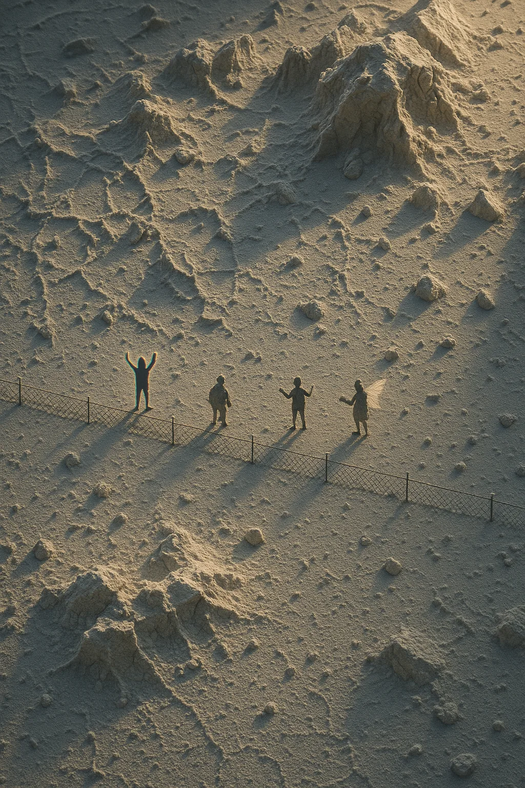 Four Minuscule Figures—one with Arms