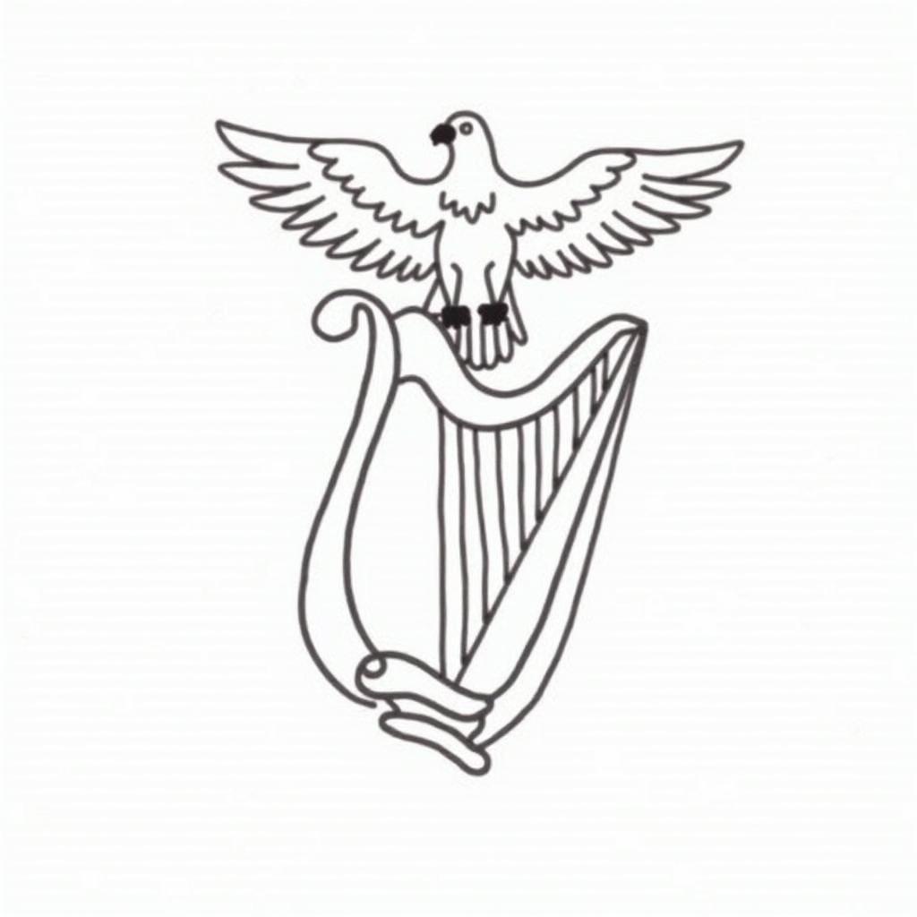 Whiteboard Harp Crowned With a Stylized Eagle