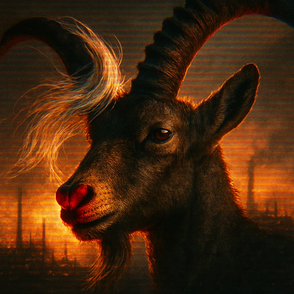 Heart-shaped Lips and Wisps of Snow-white Hair Brush an Ibex's