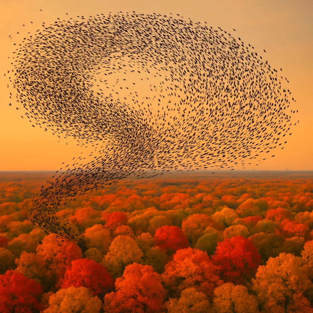 Vast Flock of Migrating Birds Forms a Dynamic