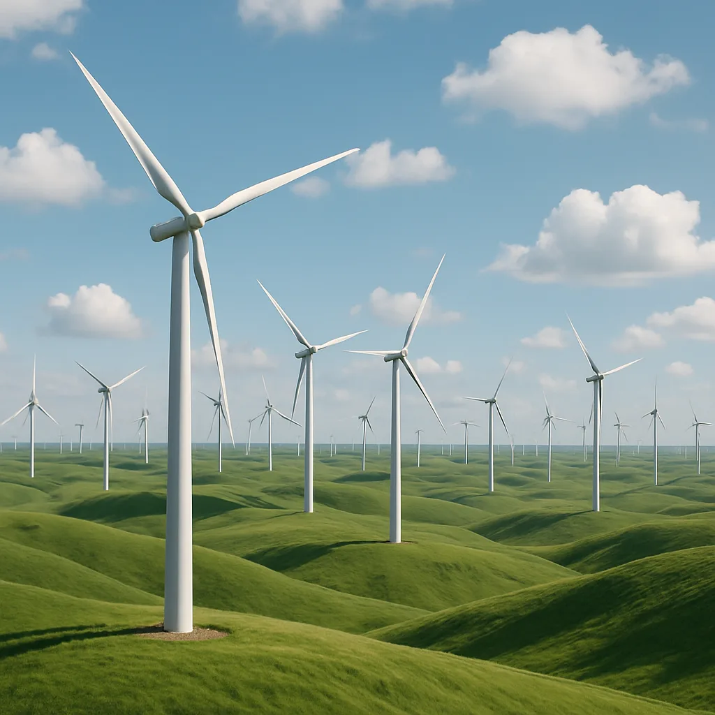 Dozens of Massive Wind Turbines Stand Like Silent Sentinels