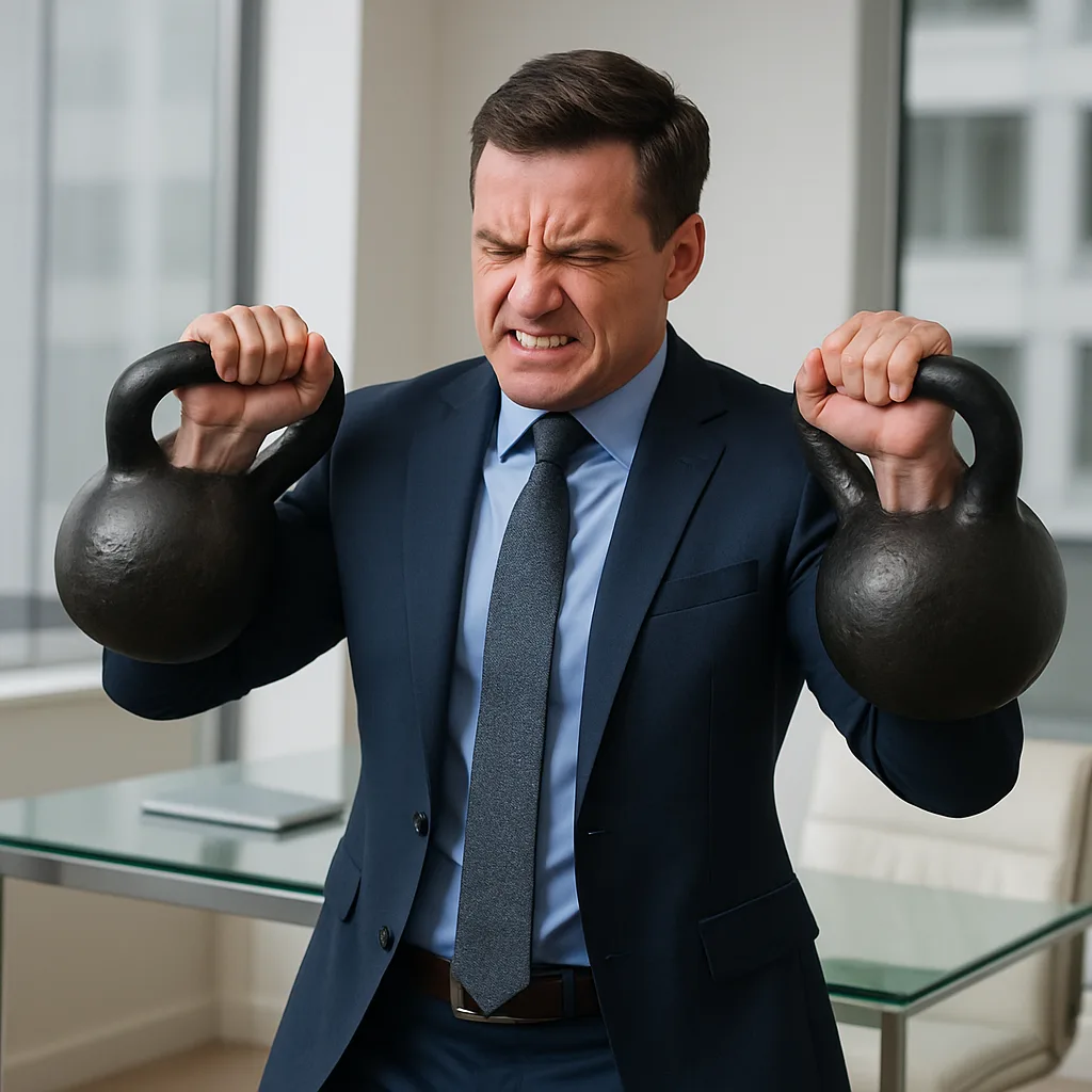Image Depicts a Resolute Businessman Clad in a Tailored Navy-blue