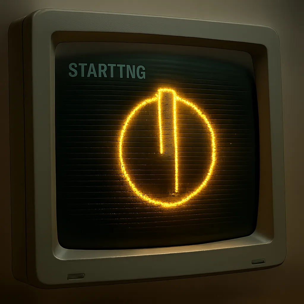 Startup Process of a Vintage CRT Monitor Smoothly Transitions