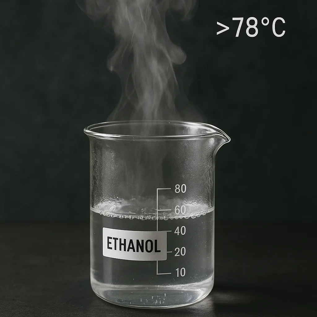 Heated Beaker Containing Ethanol Surpassing Seventy-eight Degrees Celsius
