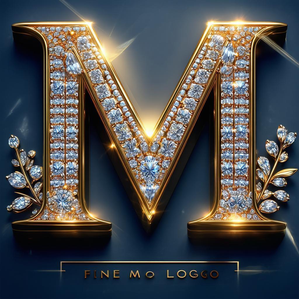 Letter M Jewelry Logo in Gemstone Light